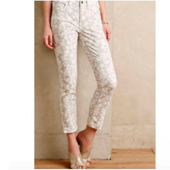 Pilcro and the Letterpress Denim - Anthropologie Pilcro | Floral "Stet" Cropped Ankle Jeans | Size 28